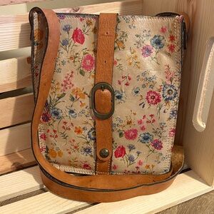 Patricia Nash Floral Crossbody Bag - Tan and Pink